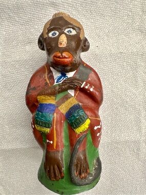 Vintage El Machete Mezcal Figural Monkey Bottle Mexican Folk Art Decanter 8.5"